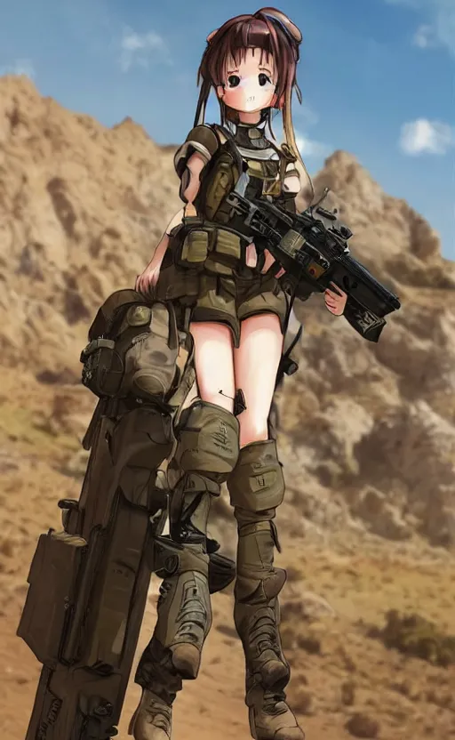 Prompt: portrait of a female soldier, highly detailed, high resolution, desert in the background, anime style, stunning, girls frontline style, bokeh soft, 3d rendering, guilty gear strive graphics, 100mm, trending on instagram, by professional photographer, realistic human anatomy, realistic military carrier, modern warfare, realistic weapon, shot with a arriflex 35 ii, low saturation, small eyes in Cyberpunk 2077