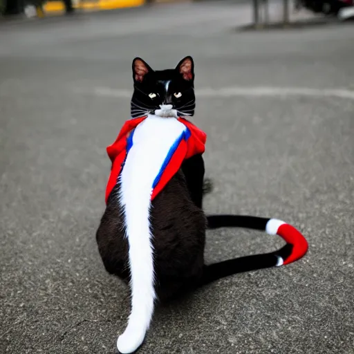 Image similar to cat wearing captain america costume, award - winning 4 k photography