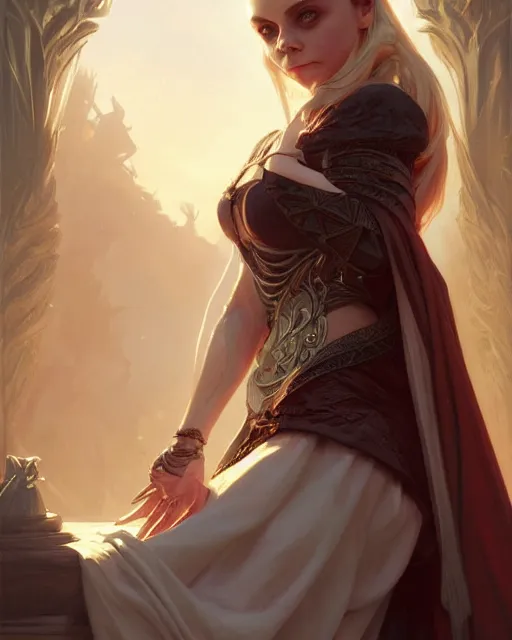 Image similar to Christina Ricci, D&D, fantasy, intricate, elegant, highly detailed, digital painting, artstation, concept art, matte, sharp focus, illustration, hearthstone, art by Artgerm and Greg Rutkowski and Alphonse Mucha