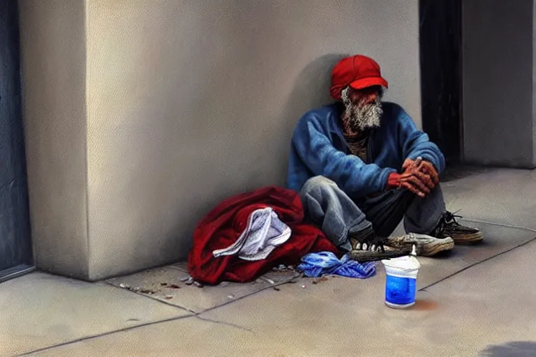 Prompt: ( ( a beautiful 8 k photorealistic masterpiece oil painting ) ( of ( a homeless man using crack in a los angeles sidewalk ) ) ) ( hyperrealism ) ( 1 6 k ) ( trending on artstation )