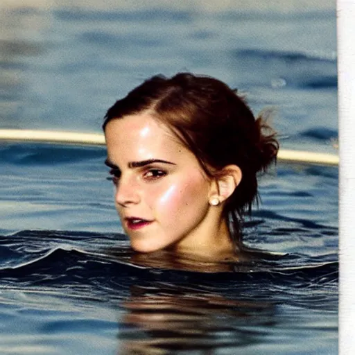 Image similar to intimate polaroid photo of emma watson submerging in water