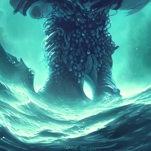 Image similar to stars shine deep below the surface of a dark sunless sea, leviathan, fantasy art, trending on artstation