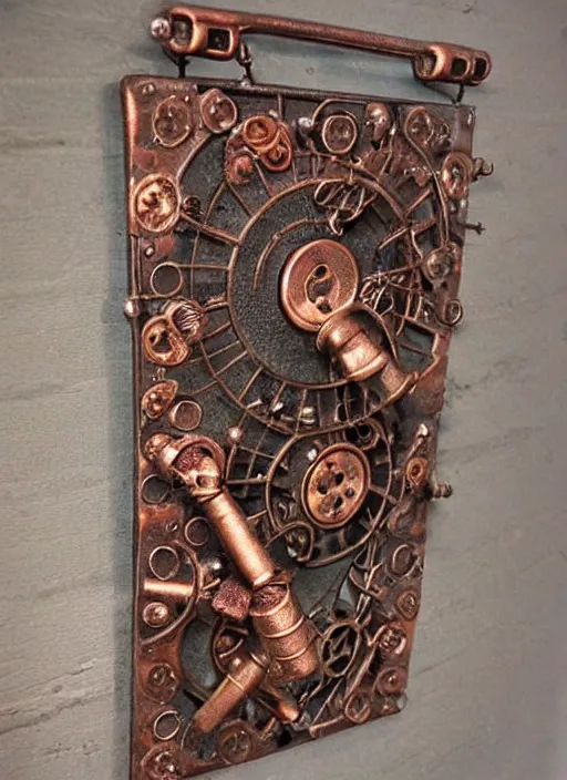 Prompt: very very detailed steampunk bathroom intricate oxidized copper