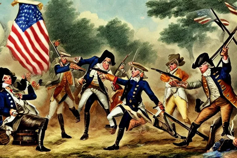 Image similar to Barack Obama fighting in the revolutionary war with a musket