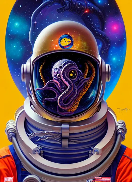 Image similar to cosmic lovecraft astronaut portrait, pixar style, by tristan eaton stanley artgerm and tom bagshaw.