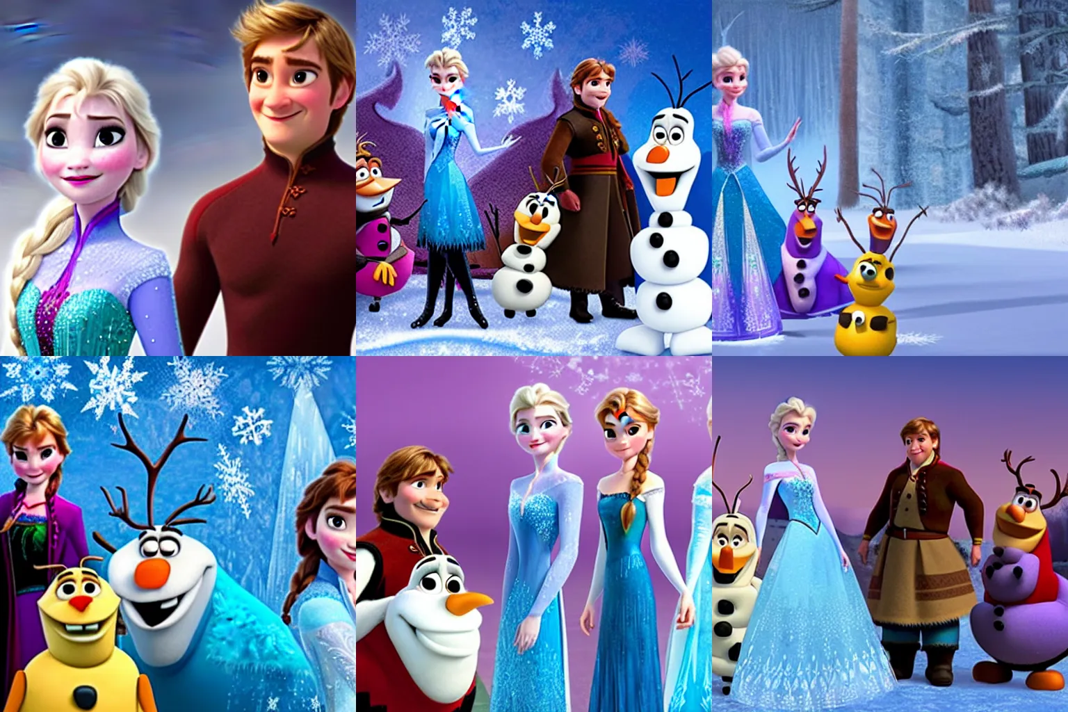 Prompt: A still from Disney's Frozen where all characters are redesigned to look a lot like Danny Devito