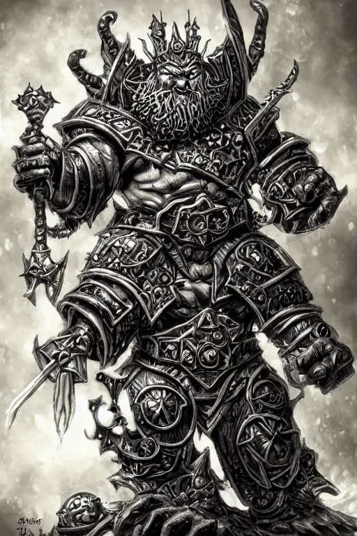 Image similar to chaos dwarf, fantasy, warhammer, highly detailed, digital art, sharp focus, trending on art station, kentaro miura manga art style