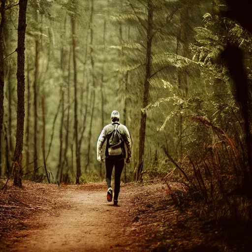 Image similar to Velocirapter walking in the forest, 8k, professional photography, cinematic shot, dark, smoke