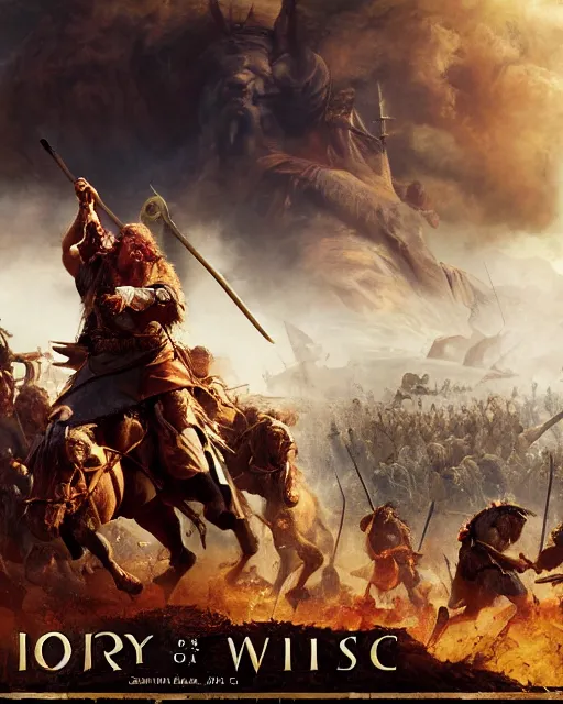 Prompt: Movie poster of the Punic Wars, Highly Detailed, Dramatic, Heroes, A master piece of storytelling, wide angle, cinematic shot, highly detailed, unreal engine 5, cinematic lighting, by frank frazetta + ilya repin , 8k, hd, high resolution print