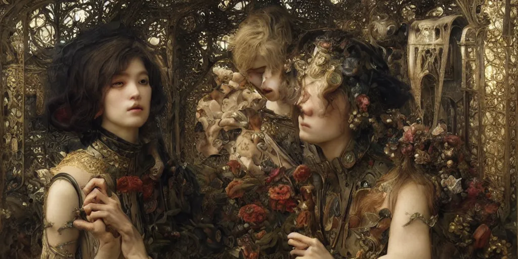 Prompt: masterpiece veracious pertinence, by Edgar Maxence and Ross Tran and Michael Whelan artistic, intricate drawing, realistic fantasy, baroque gothic oil painting, extremely detailed and beautiful aesthetic face, establishing shot, 8k resolution, dramatic lighting,