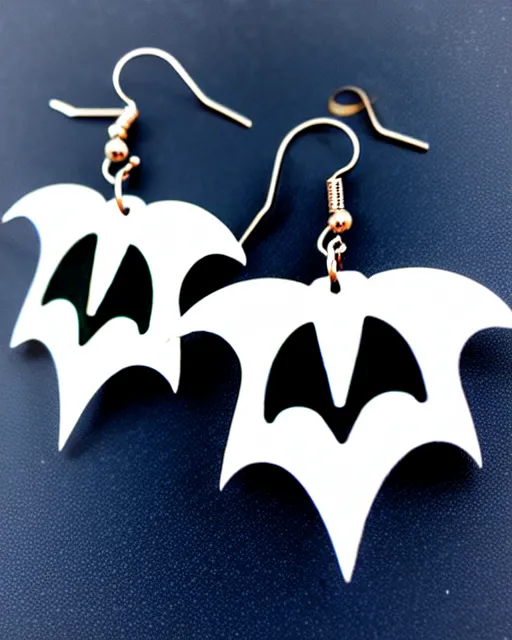 Image similar to spooky cartoon bat, 2 d lasercut earrings,