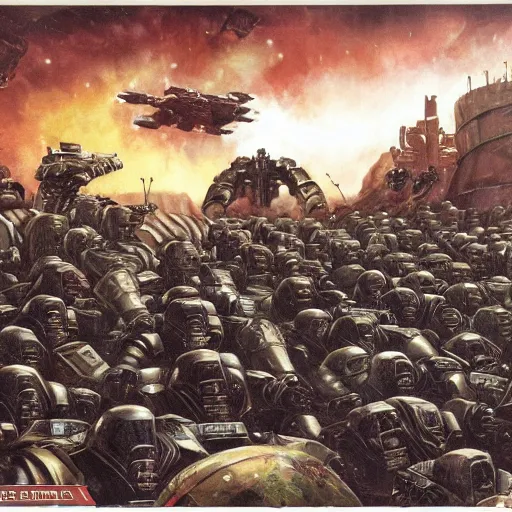 Image similar to cadia fell before the guard did, warhammer 4 0 k art, epic craig mullens