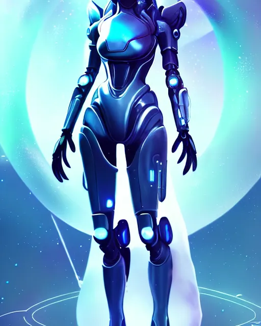 Image similar to perfect android girl family, full body character design, warframe armor, beautiful face, scifi, futuristic, galaxy, nebula, bae suzy, dreamy, long white hair!!!, blue eyes, bold fashion and strong silhouettes, cinematic lighting, highly detailed, artstation, divine, by huifeng huang, smooth gradient.