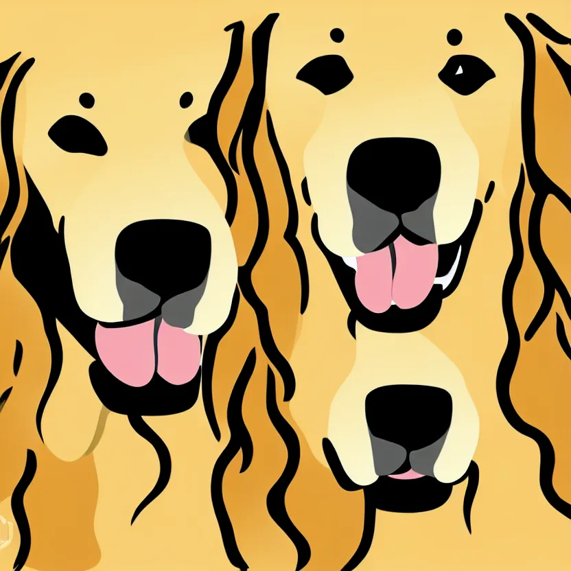 Image similar to golden retriever, white background, line cartoon, high detail, no cut off