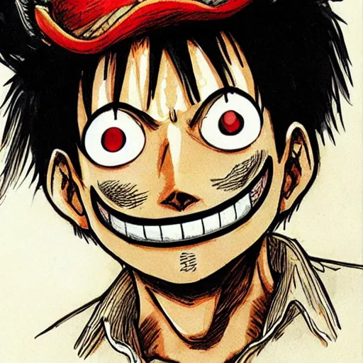 Prompt: [ luffy mustache ] ( by kim jung gi ) ( by george morikawa )