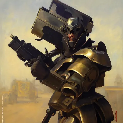 Image similar to greg manchess portrait painting of armored claude monet as overwatch character, medium shot, asymmetrical, profile picture, organic painting, sunny day, matte painting, bold shapes, hard edges, street art, trending on artstation, by huang guangjian, gil elvgren, ruan jia, randy vargas, greg rutkowski