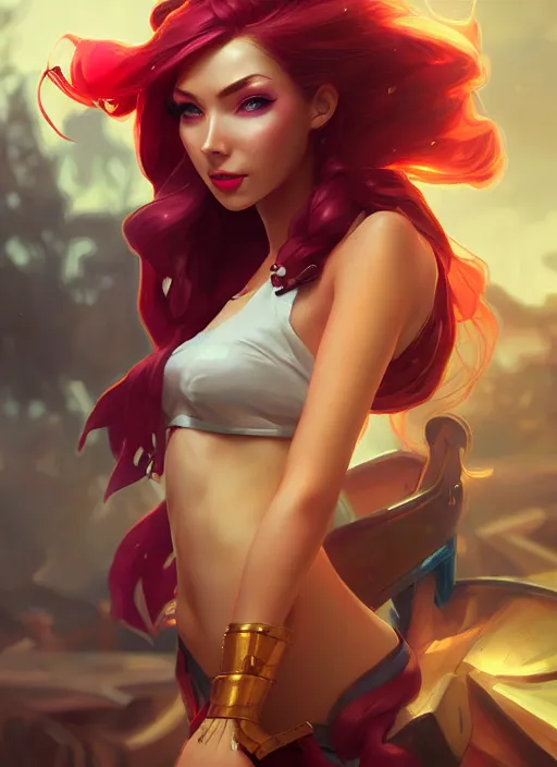 Image similar to miss fortune from league of legends, half body shot, path traced, realistic, highly detailed, high quality, digital painting, hd, alena aenami, lilia alvarado, shinji aramaki, karol bak, alphonse mucha, tom bagshaw