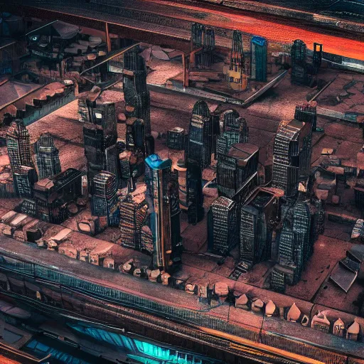 Image similar to a macro photo of a dystopian city after the technological singularity, hyperdetailed, artstation, digital art, photorealism, accurate, 8k,