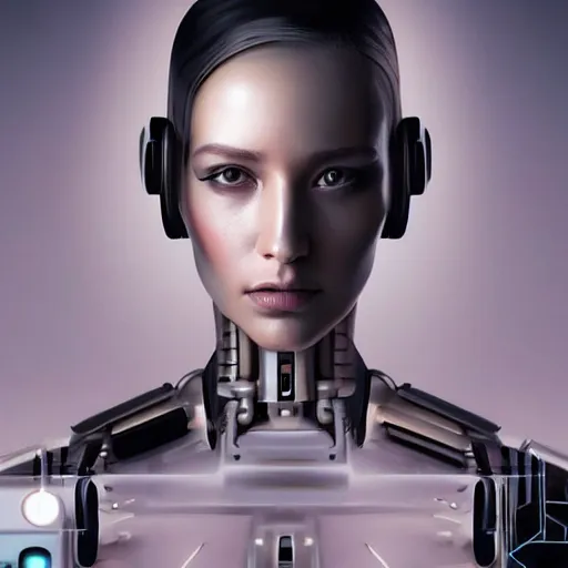 Prompt: Perfectly-Centered Half-body-Portrait of a Mechanical Cyberpunk Female Android, perfectly centered photograph, facing forward, stranding straight, intricate, elegant, super highly detailed, professional digital painting, artstation, concept art, smooth, sharp focus, no blur, no dof, extreme illustration, Unreal Engine 5, Photorealism, HD quality, 8k resolution, cinema 4d, 3D, beautiful, cinematic, art by artgerm and greg rutkowski and alphonse mucha and loish and WLOP