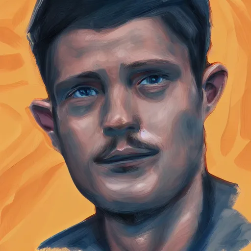 Image similar to portrait of homelander from boys, highly detailed, centered, solid color background, digital painting