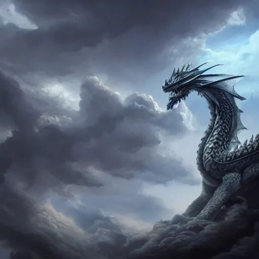 Prompt: A dragon made of clouds, concept art, matte painting, 8k, highly detailed, artstation