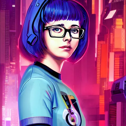 Image similar to cyberpunk velma dinkley, high quality, masterpiece, digital art 8 k