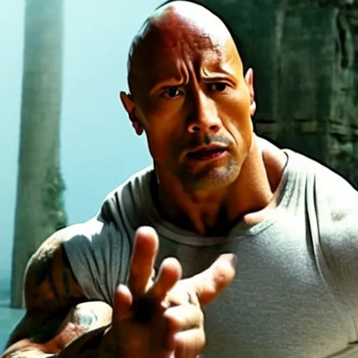 Image similar to film still of dwayne johnson as ip man, pose wing chun style