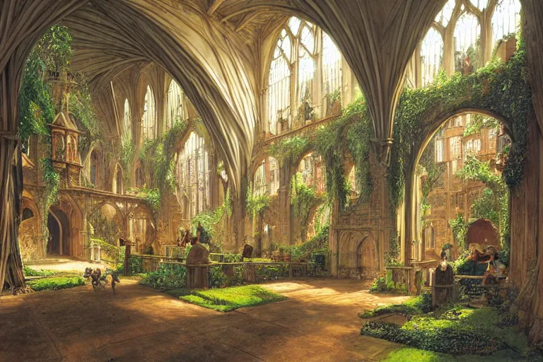 Image similar to elaborate dense beautiful scene from redwall abbey by brian jacques and zaha hadid