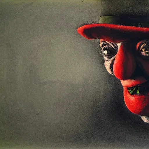 Image similar to a clown in the style of andrew wyeth