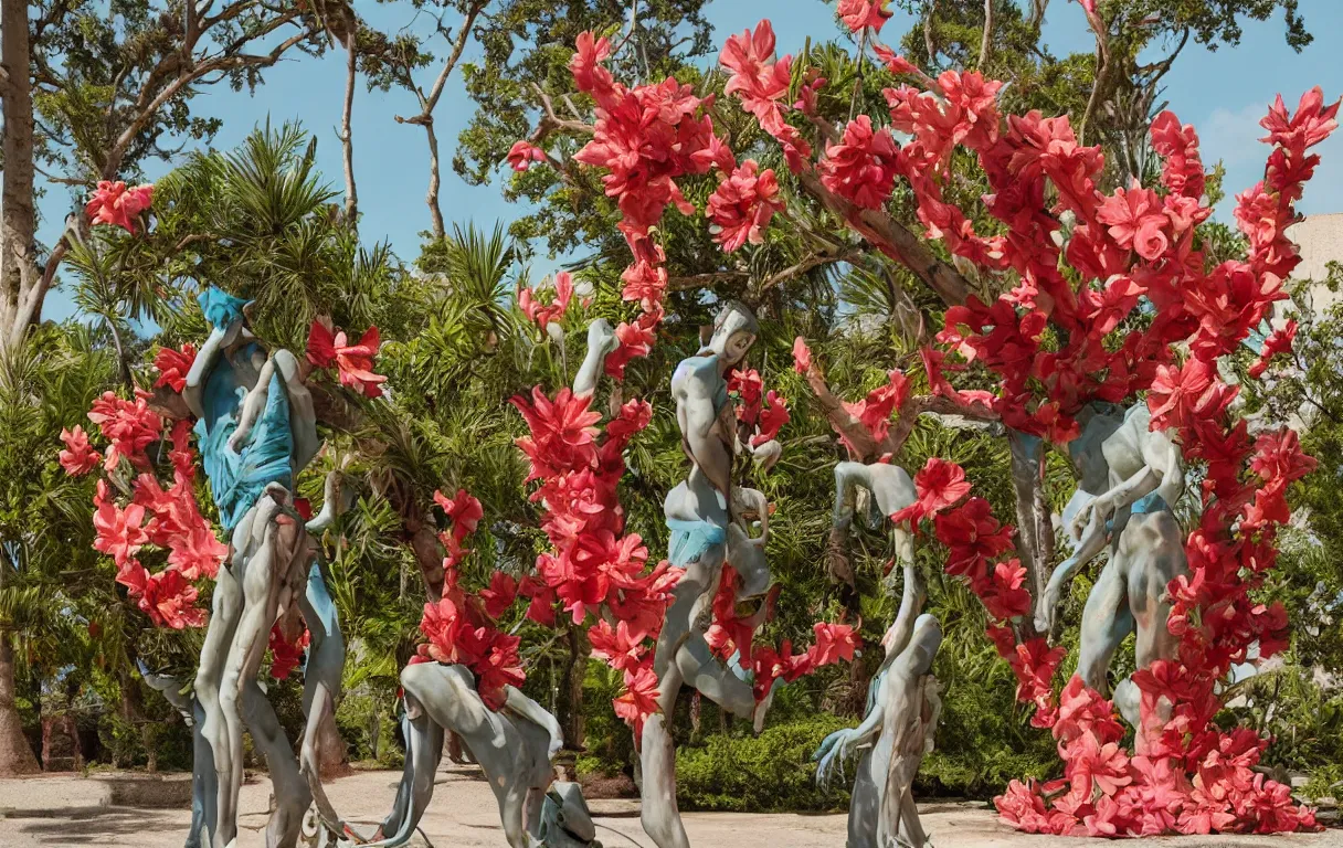 Image similar to a cowboy turning into blooms. tropical sea slugs, tractor tires. complementary colors. national geographic. 8 k, rendered in octane, smooth gradients. sculpture by antonio canova. red accents. by slim aarons, by zhang kechun, by lynda benglis