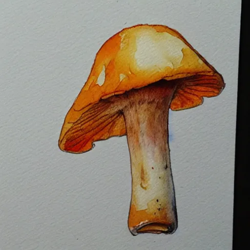 Image similar to water color and pen, high resolution, detailed, trending on artstation, chanterelle mushrooms