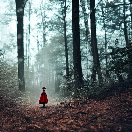 Image similar to disney cruella devilla in the woods, 8 k, professional photography, cinematic shot, dark, smoke, mist