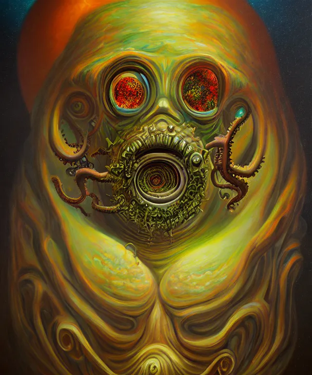 Image similar to an oil on canvas portrait painting, polycount, surrealism, surrealist, lovecraftian, cosmic horror, high detail