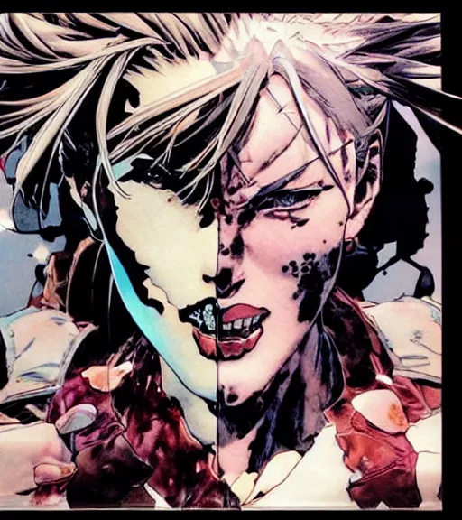 Prompt: a woman is eating a cake, comic book art, by yoji shinkawa and takehiko inoue and kim jung gi, masterpiece, perfect