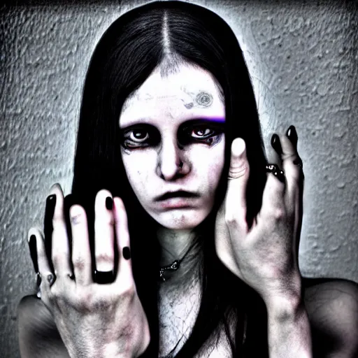 Image similar to a woman version of jesus christ. pretty. goth. cyberpunk. emo. pretty. trending detailed. photography.