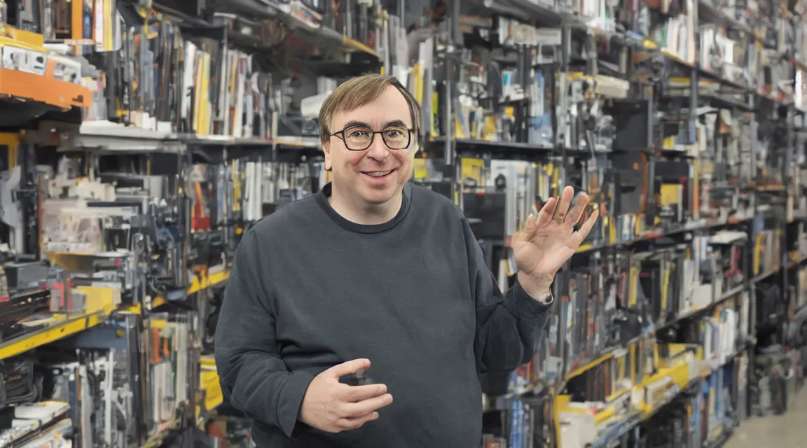 Prompt: vinil figure of Linus Torvalds, product photo