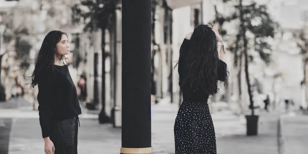 Prompt: Photo of a woman wearing black clothes