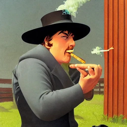 Image similar to hamburger smoking a cigarette, high detail, fantasy illustration by angus mcbride