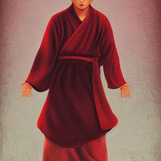 Prompt: chinese boy monk digital art