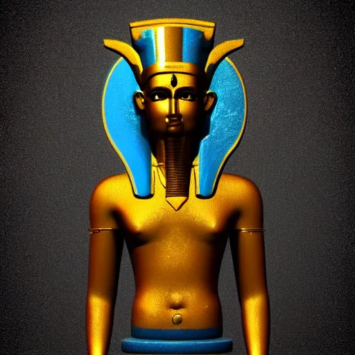 Prompt: ancient egyptian god horus, depicted as a 3 d render, artstation, blender