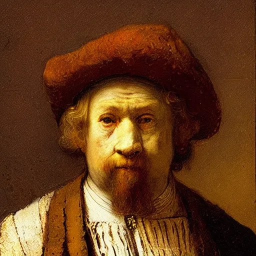 Prompt: a portrait of a hipstear by rembrandt