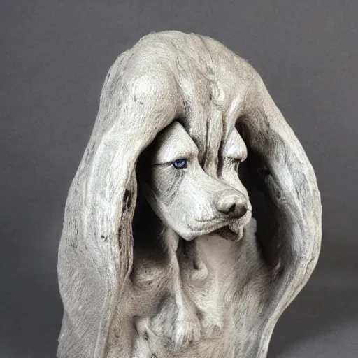 Prompt: puppy sculpture by hr giger