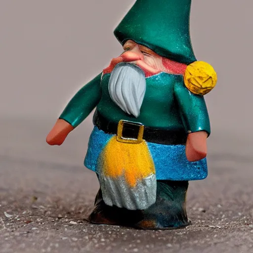 Image similar to Gnome George Floyd steals a car in my yard, high detail photo