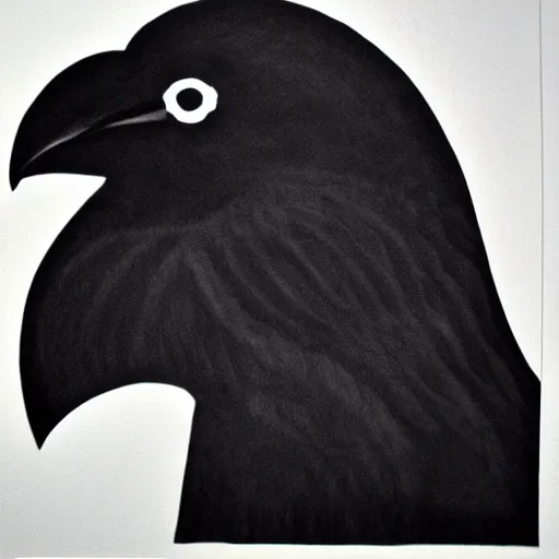 Prompt: crow, bold smooth block print, 4k, black ink on white paper