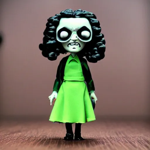 Prompt: fuzzy mary shelley stop motion vinyl action figure, plastic, toy, butcher billy style