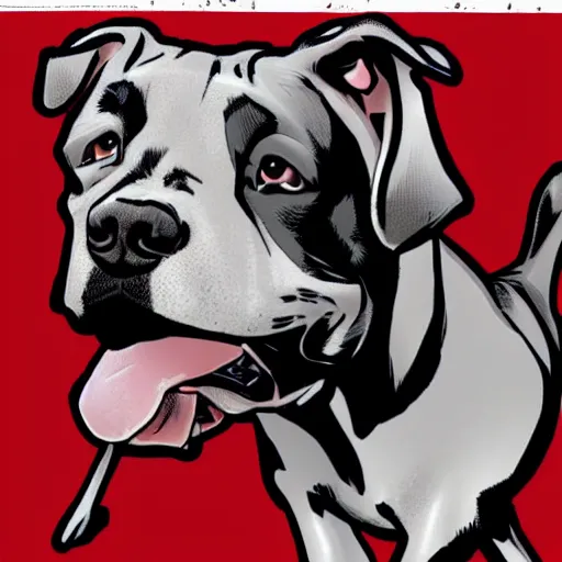 Image similar to a pitbull with a red sox at comic book version