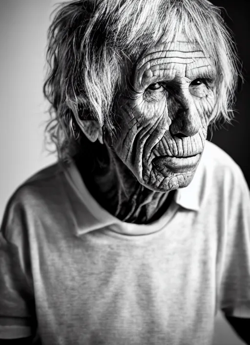 Prompt: DSLR photo portrait still of 132 year old age 132 Keith Richards at age 132!!!, 85mm f1.8