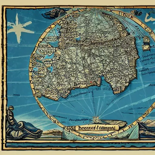 Prompt: ancient navigation map, illustration