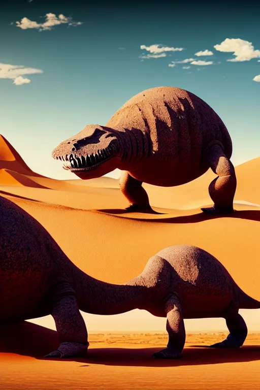 Image similar to 🦕 🐋🤖👽🐳 in desert, photography by bussiere rutkowski andreas roch, octane render, 1 6 k