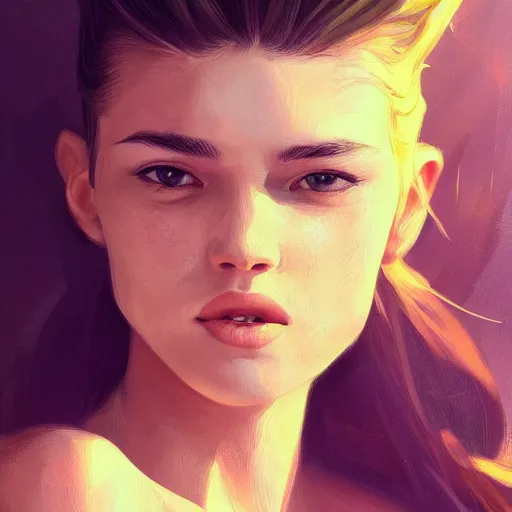 Prompt: woman, cute - fine - face, pretty face, oil slick hair, realistic shaded perfect face, extremely fine details, realistic shaded lighting, dynamic background, artgerm, 8 k ultra realistic, highly detailed, art by raphael lacoste, sylvain sarrailh, alena aenami, jeremy lipkin, michael garmash, ando tadao, kan liu